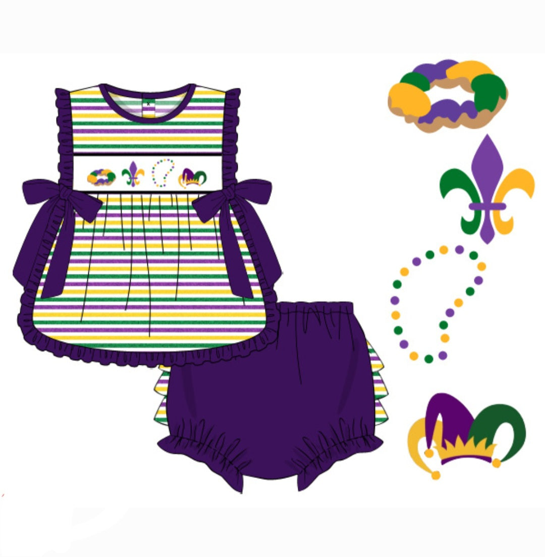 smocked mardi gras boy