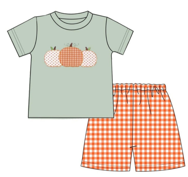 Pumpkins Applique Boy Short Set