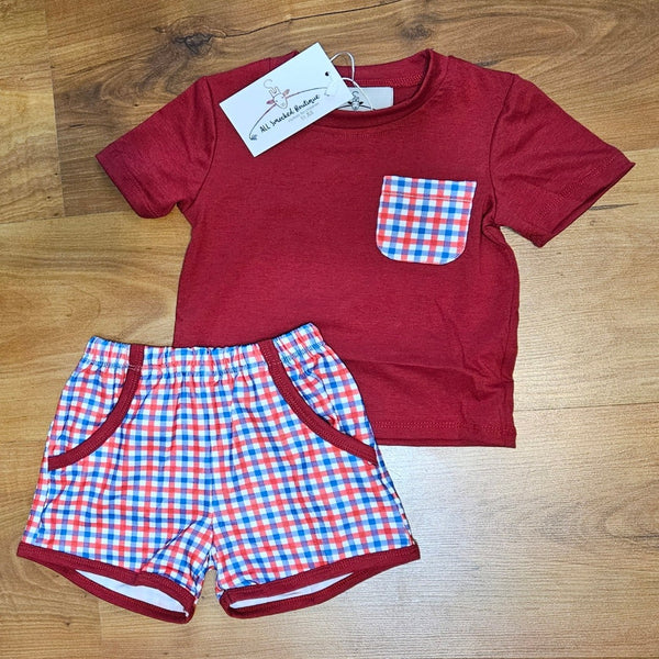 Red White & Blue Boy Short Set