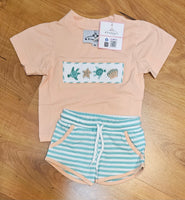 Sea Turtles Smocked Boy Short Set