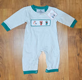 Cajun Christmas Hand Smocked Boy Romper