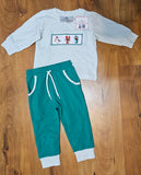 Cajun Christmas Hand Smocked Boy Jogger Set