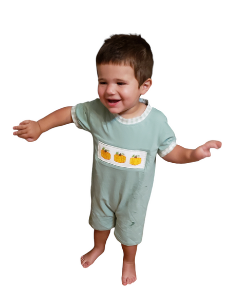 Pumpkins Smocked Boy Romper