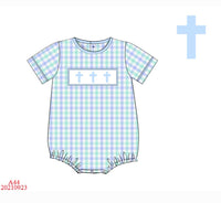 Cross Smocked Boy Bubble