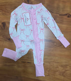 Pink Bows Bamboo Zipper Onesie