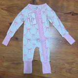 Pink Bows Bamboo Zipper Onesie