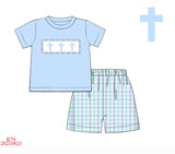 Cross Smocked Boy Short Set