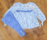 Blue Toile Pants Set
