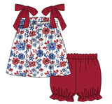 Red White & Blue Girl Short Set