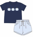 Pumpkins Navy/Light Blue Stripe Boy Set