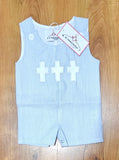 Cross Embroidery Boy Romper