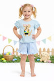 Easter Puppy Applique Girl Set