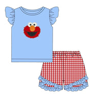 Elmo Applique Girl Short Set