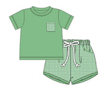 Green Gingham Short Set