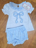 Bow/Blue Diaper Set