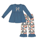 Bow/Floral Pants Set