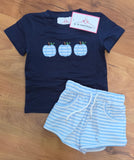 Pumpkins Navy/Light Blue Stripe Boy Set