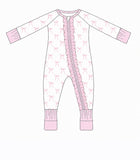 Pink Bows Bamboo Zipper Onesie