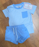 Blue Gingham Boy Short Set