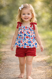 Red White & Blue Girl Short Set