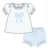 Bow/Blue Diaper Set