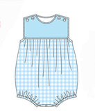 Blue Gingham Knit Bubble