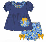 Pumpkin Navy Girl Diaper Set