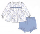 Blue Toile Diaper Set