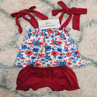 Red White & Blue Girl Short Set