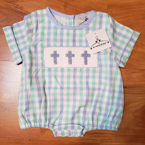 Cross Smocked Boy Bubble